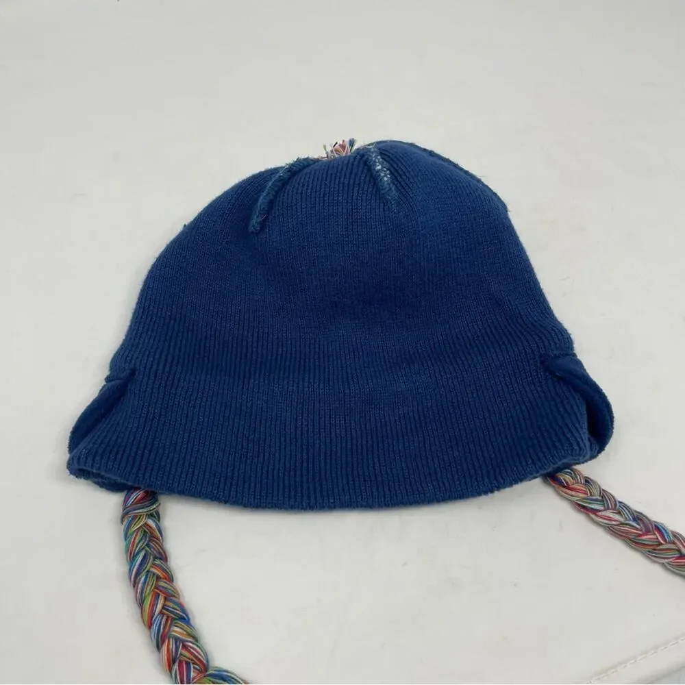 Hanna Anderson Navy Muti Color Pom  Pom Winter Hat Small